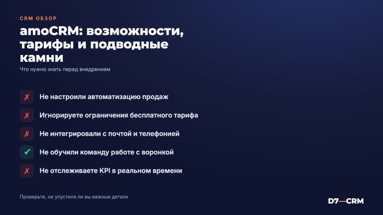 amoCRM — полный обзор возможностей, тарифов и подводных камней