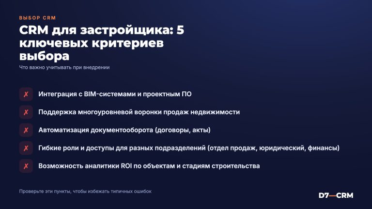 CRM для застройщика: как выбрать и на что обратить внимание