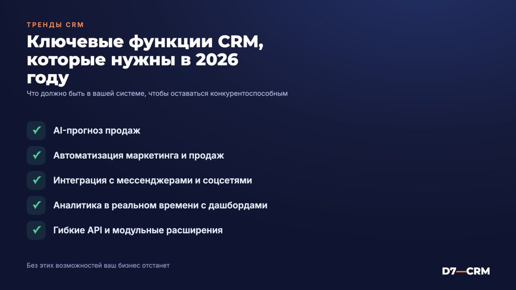 Функции CRM-системы: что должна уметь ваша CRM в 2026 году