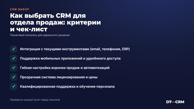 Как выбрать CRM для отдела продаж: критерии и чек-лист