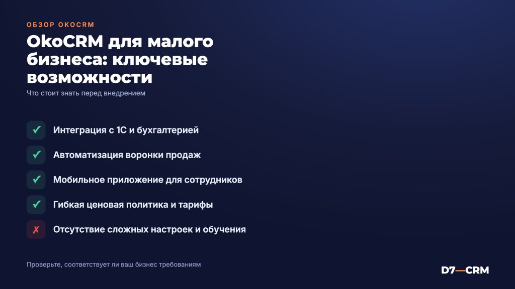 OkoCRM: обзор CRM и особенности для малого бизнеса