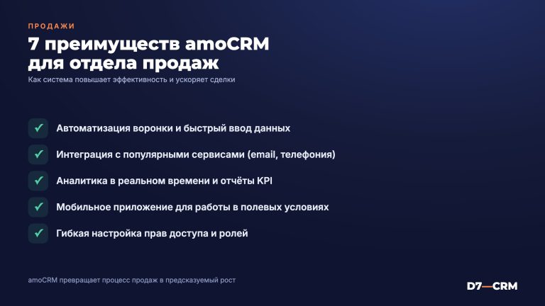 Почему стоит внедрить amoCRM: 7 преимуществ для отдела продаж