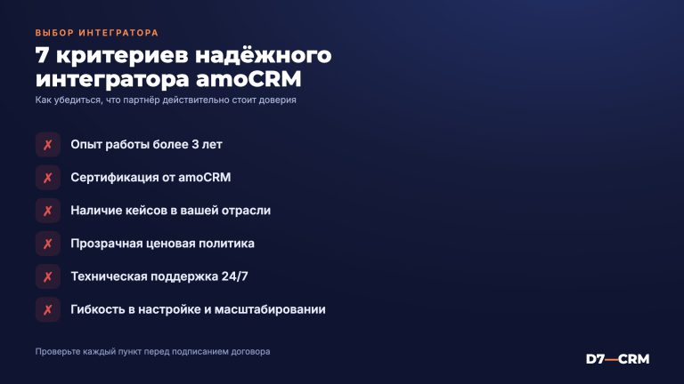 Как выбрать интегратора amoCRM: 7 критериев надёжного партнёра