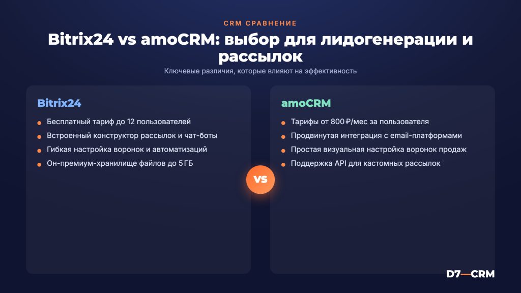 CRM для лидогенерации и рассылок: как выбрать и настроить Bitrix24 или amoCRM