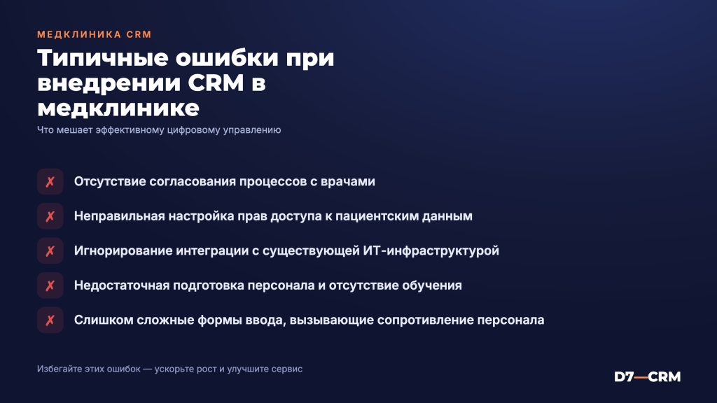 ошибки внедрения crm в медклинике