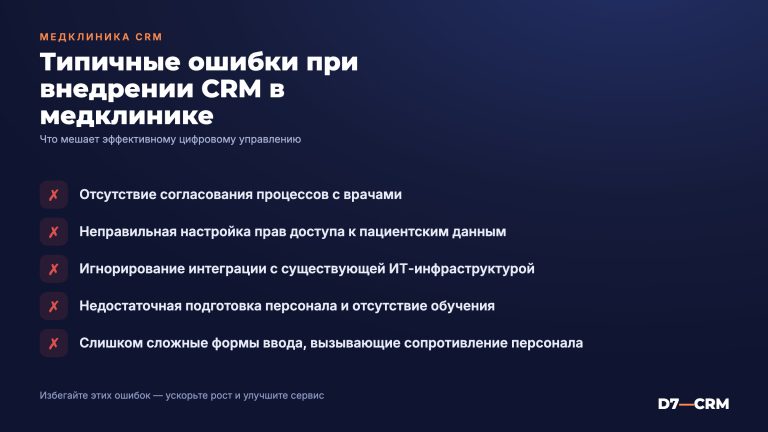 ошибки внедрения crm в медклинике