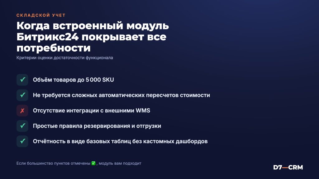 Складской учёт в Битрикс24: возможности модуля и когда его достаточно